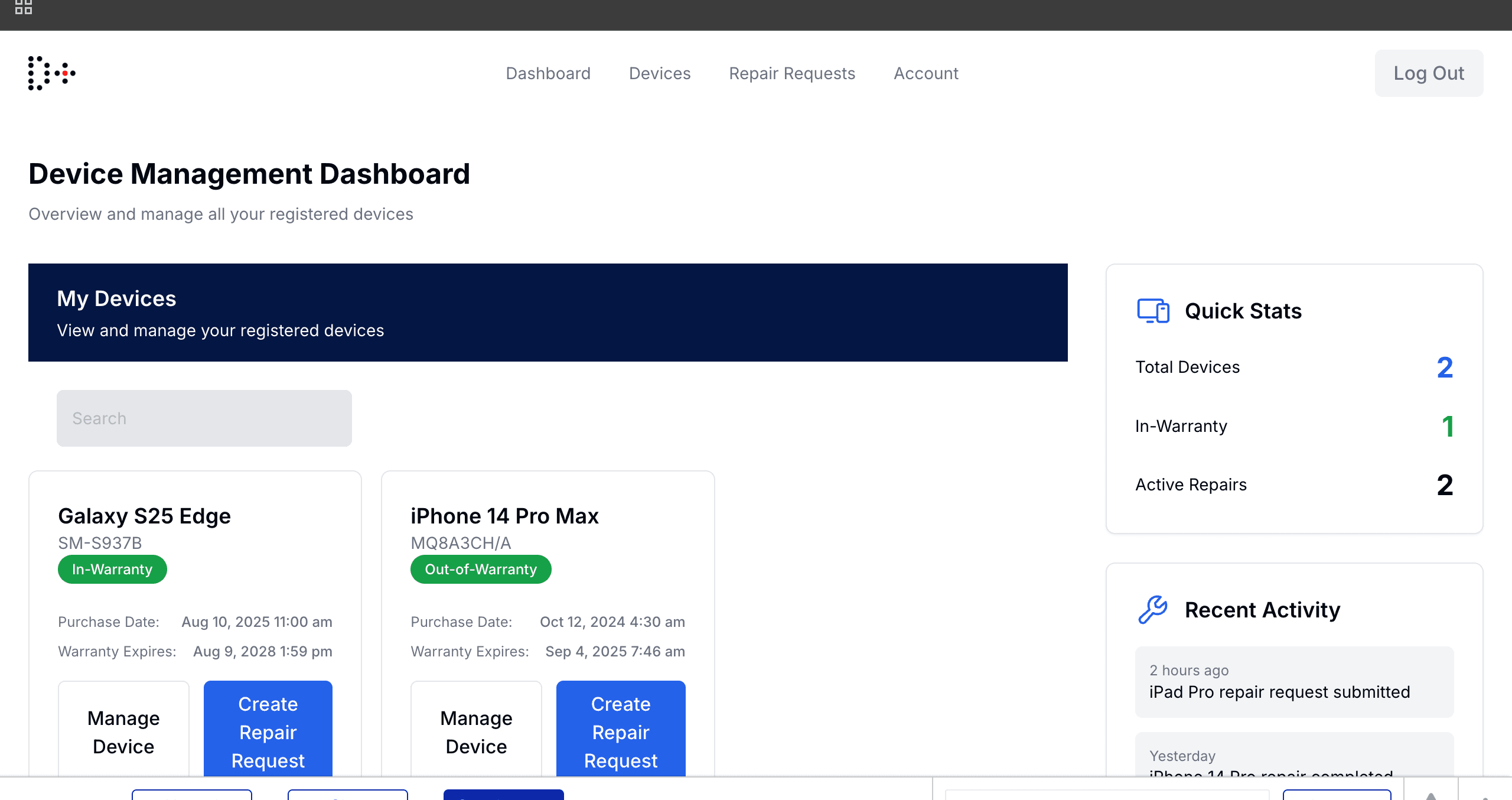 DevicePlus Portal Dashboard
