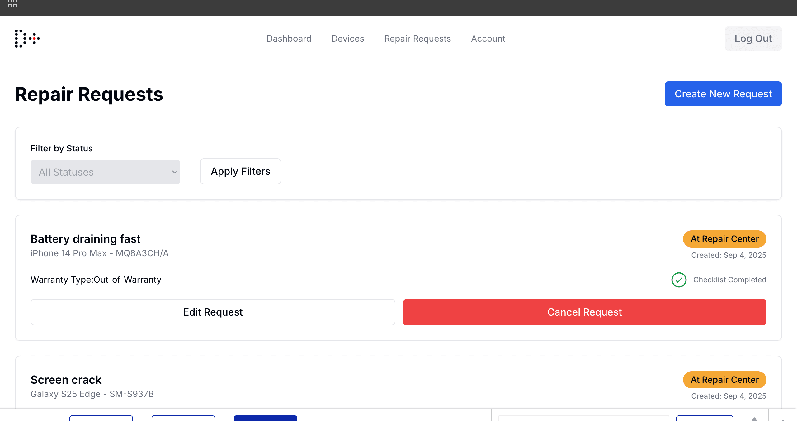 DevicePlus Portal — Repair Requests